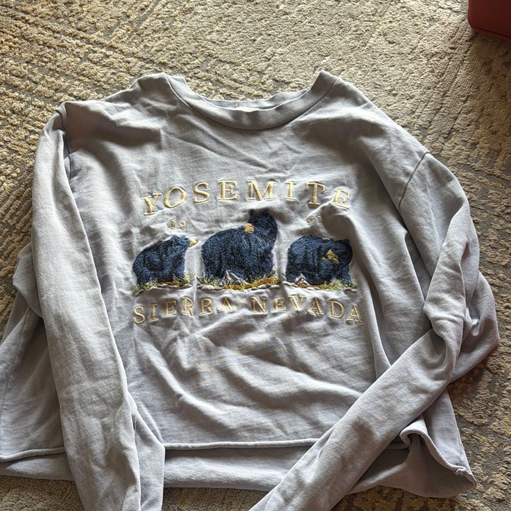 Kids Yosemite Embroidered Bear Sweatshirt - Light Gray